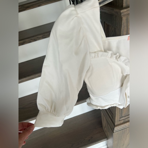 White Peplum Quarter Sleeve Top - Picture 5 of 7